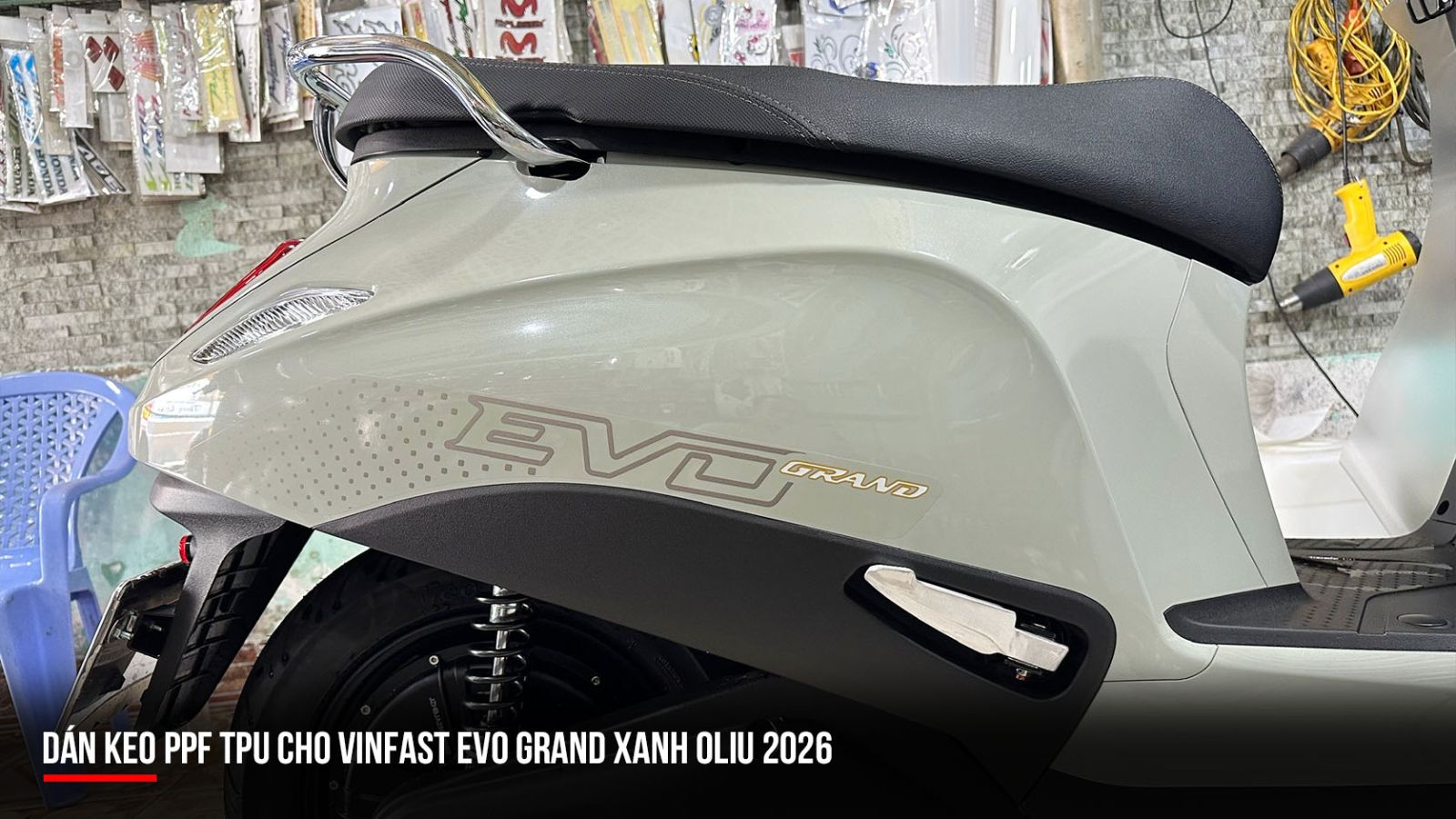 Dán keo ppf TPU cho Vinfast EVO GRAND xanh Oliu 2026