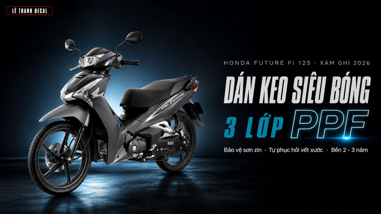 Dán keo siêu bóng 3 lớp PPF Future 125 Fi xám ghi 2026