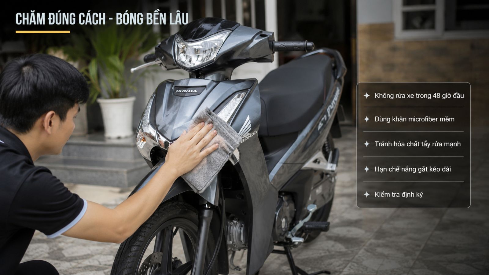 Dán keo siêu bóng 3 lớp PPF Future 125 Fi xám ghi 2026
