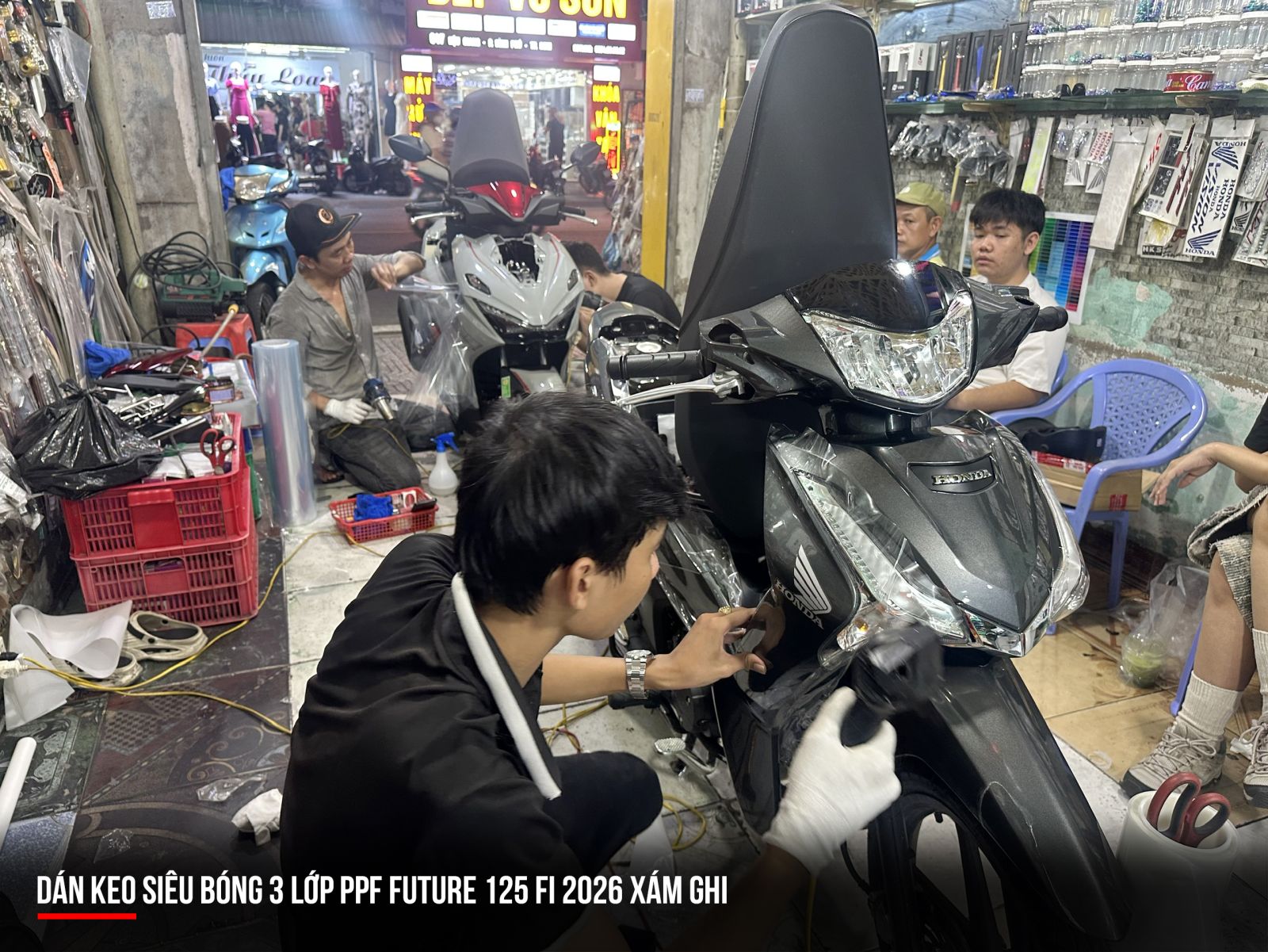 Dán keo siêu bóng 3 lớp PPF Future 125 Fi xám ghi 2026