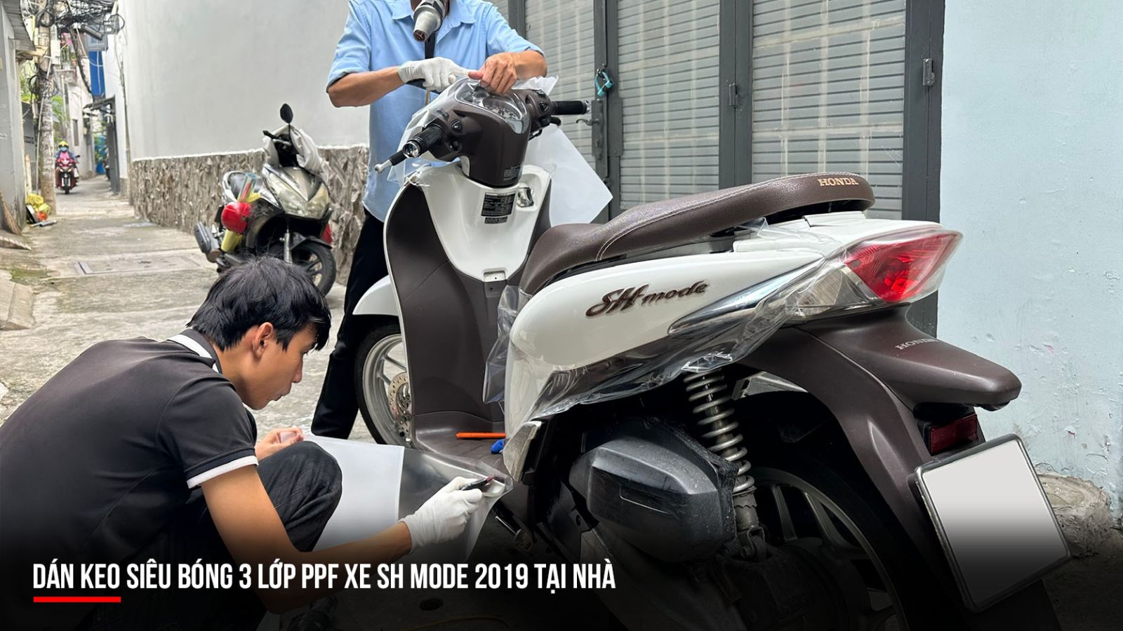 Dán keo siêu bóng 3 lớp PPF xe SH Mode 2019 tại nhà