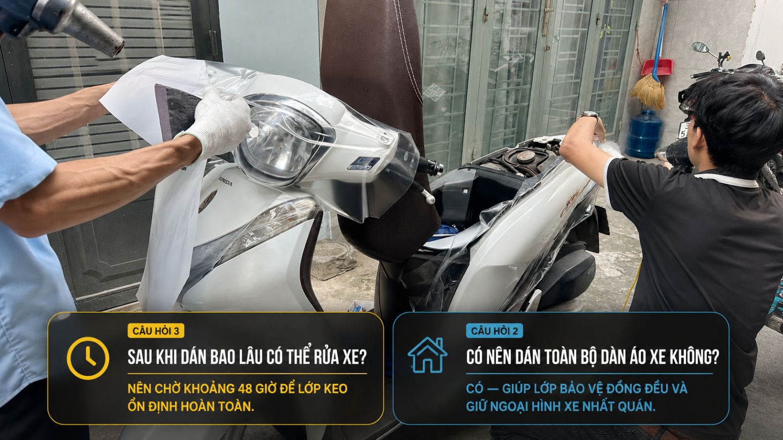 Dán keo siêu bóng 3 lớp PPF SH Mode 2019 tại nhà