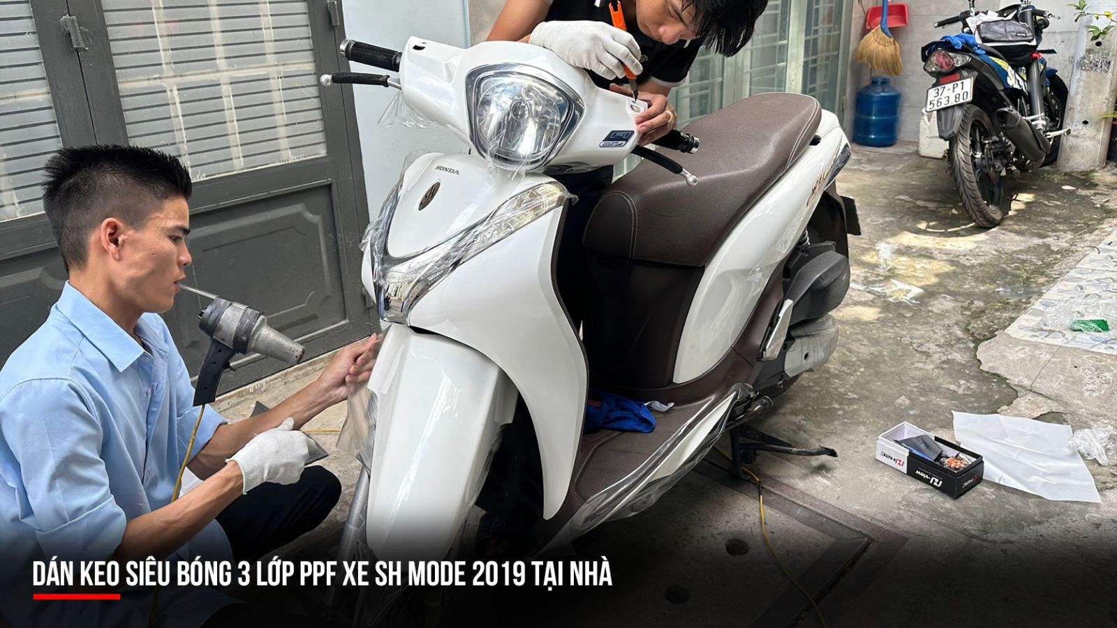 Dán keo siêu bóng 3 lớp PPF xe SH Mode 2019 tại nhà