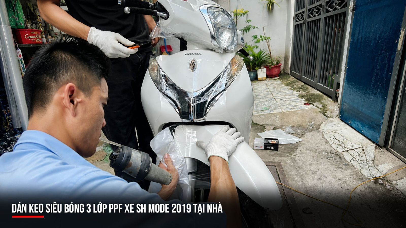 Dán keo siêu bóng 3 lớp PPF xe SH Mode 2019 tại nhà