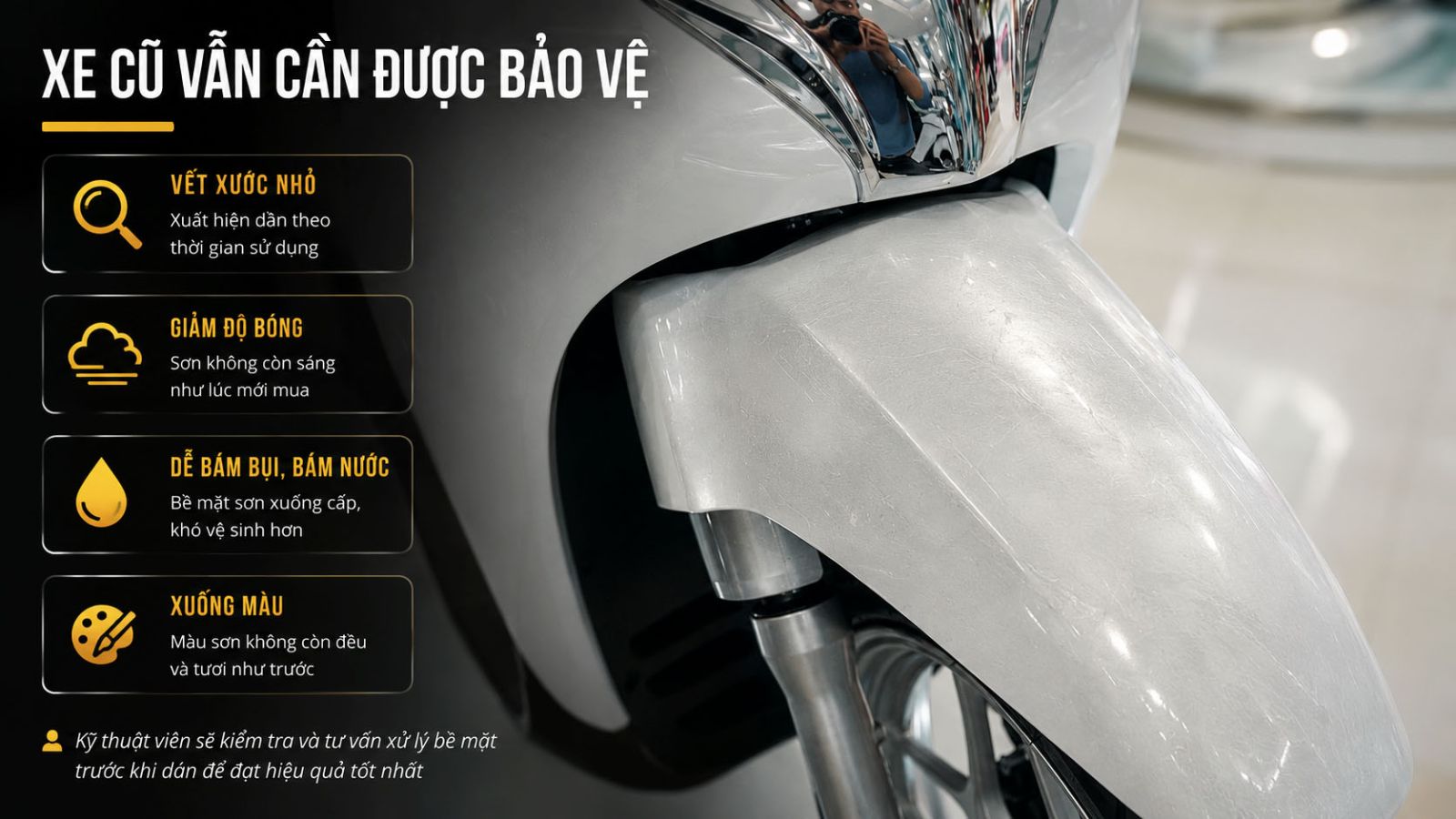 Dán keo siêu bóng 3 lớp PPF xe SH Mode 2019 tại nhà