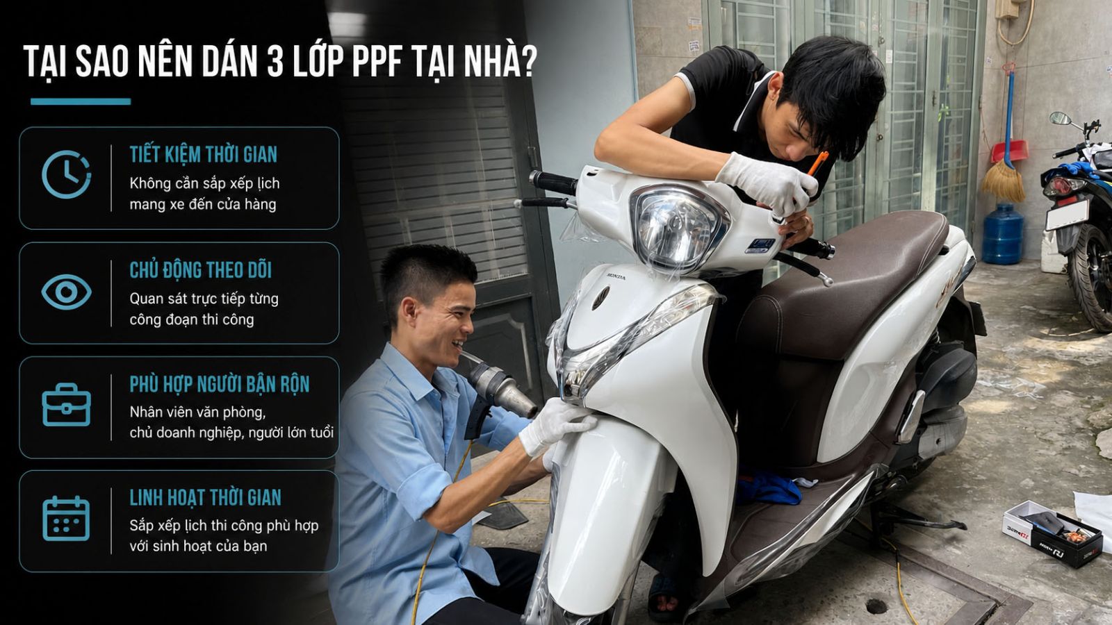 Dán keo siêu bóng 3 lớp PPF SH Mode 2019 tại nhà