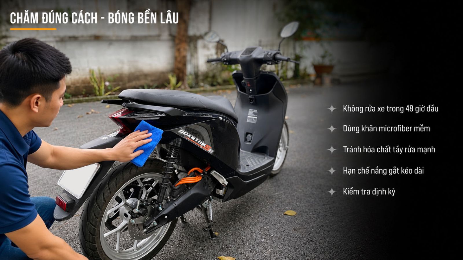 Dán keo siêu bóng 3 lớp PPF xe máy điện DatBike Quantum S2 đen 2026