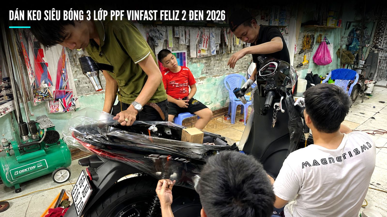 Dán keo siêu bóng 3 lớp PPF xe máy điện VinFast Feliz 2 đen 2026