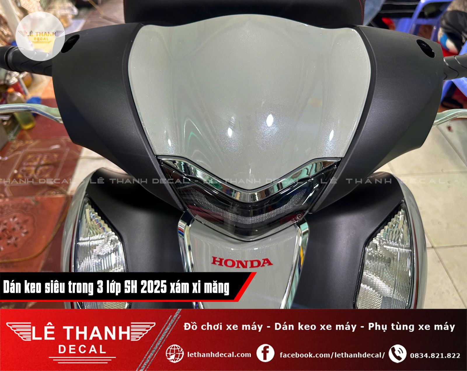 Dán keo siêu trong 3 lớp HONDA SH 2025 xám xi măng