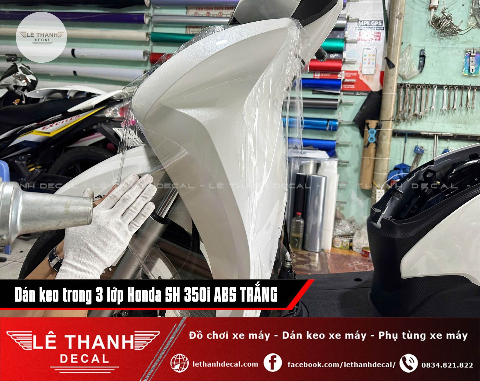 Dán keo 3 lớp Honda SH 350i ABS trắng