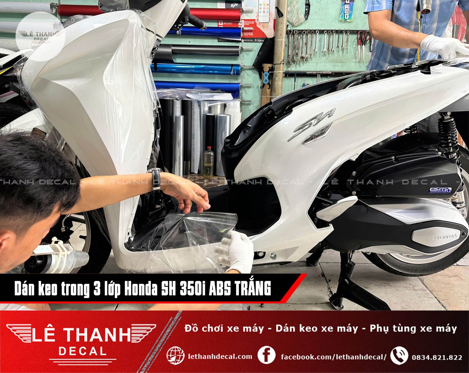 Dán keo 3 lớp Honda SH 350i ABS trắng