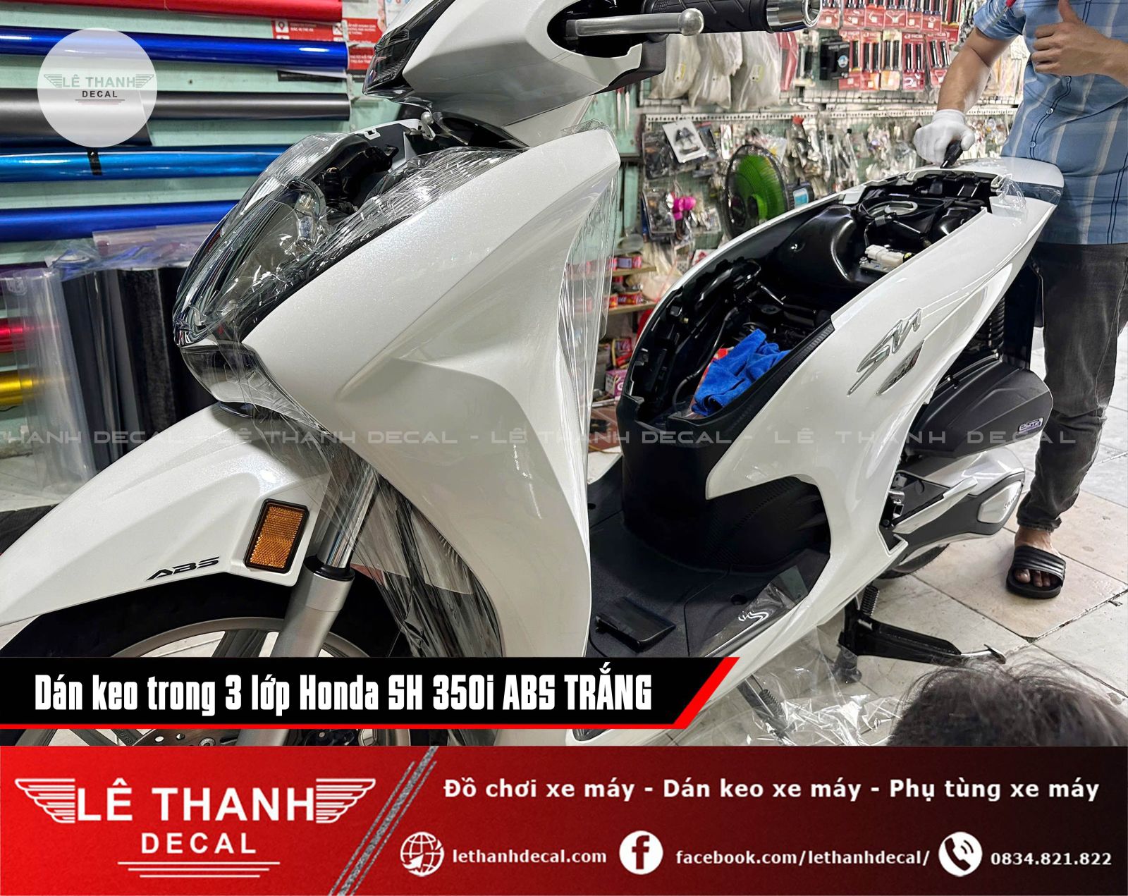 Dán keo 3 lớp Honda SH 350i ABS trắng