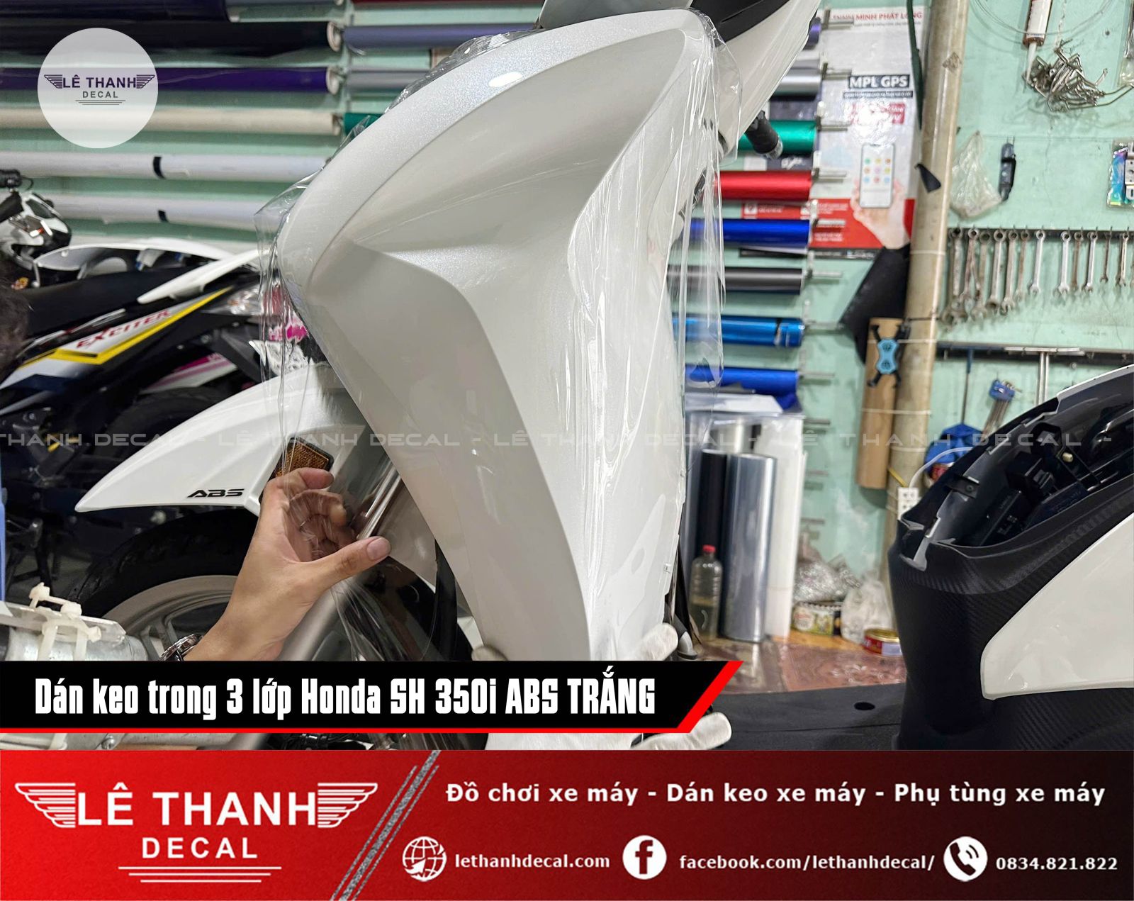 Dán keo 3 lớp Honda SH 350i ABS trắng