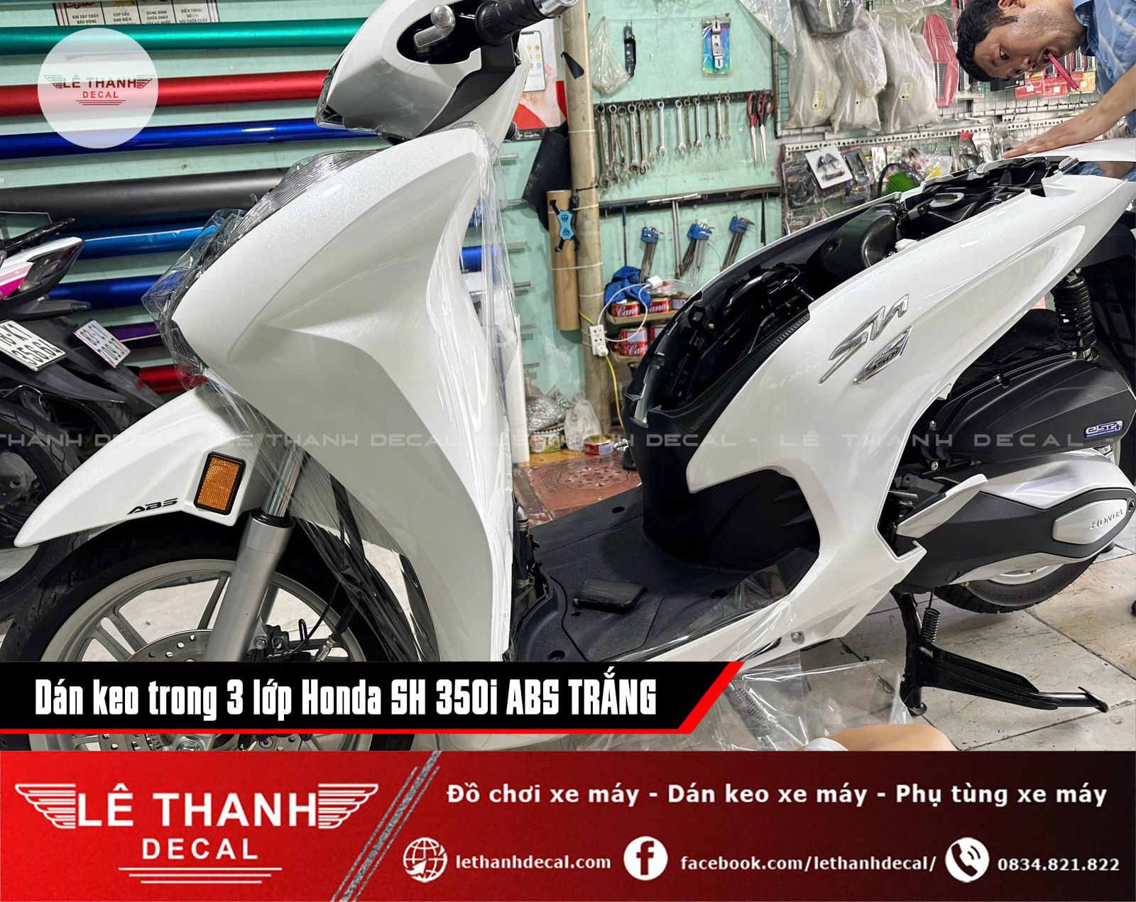 Dán keo 3 lớp Honda SH 350i ABS trắng