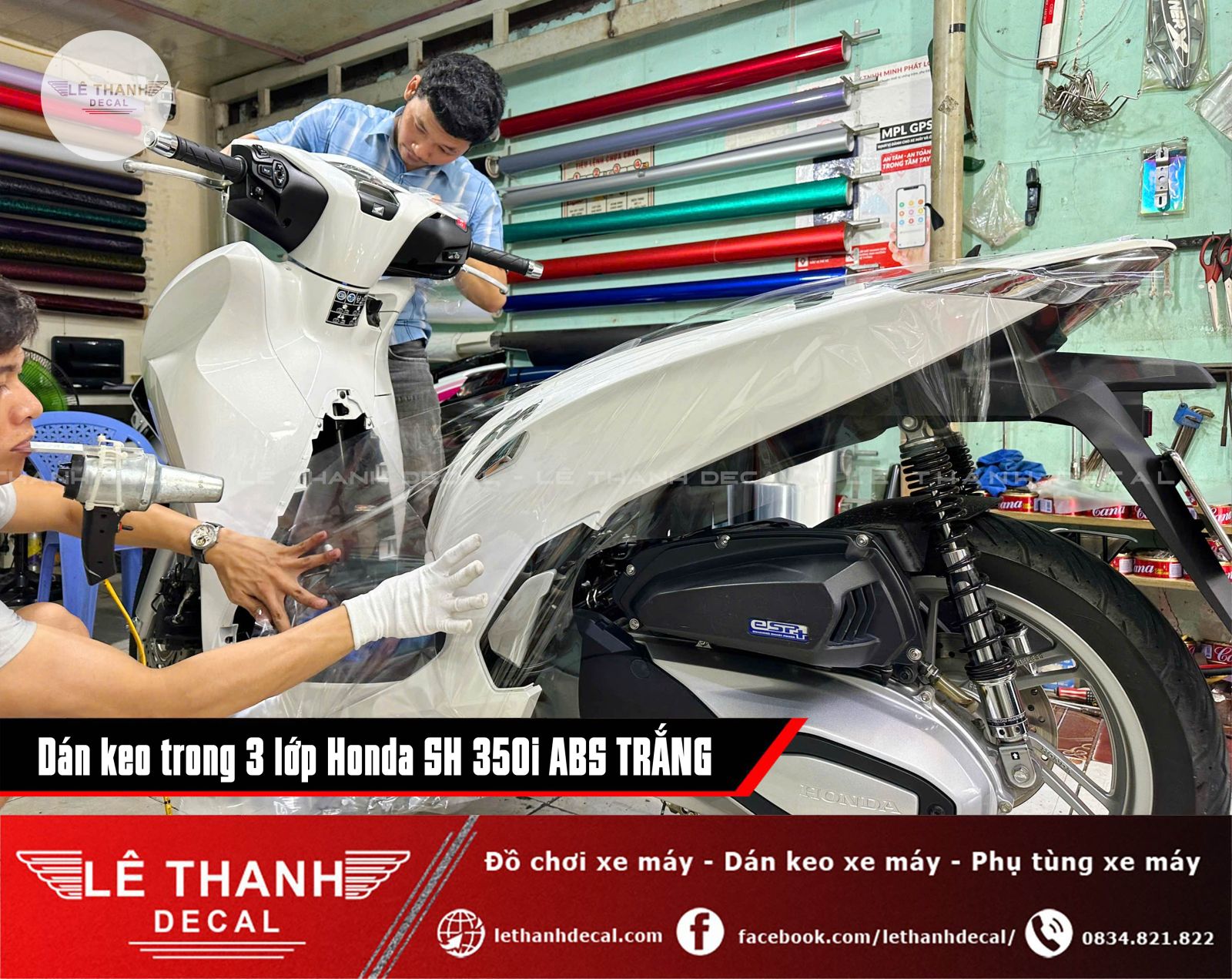 Dán keo 3 lớp Honda SH 350i ABS trắng