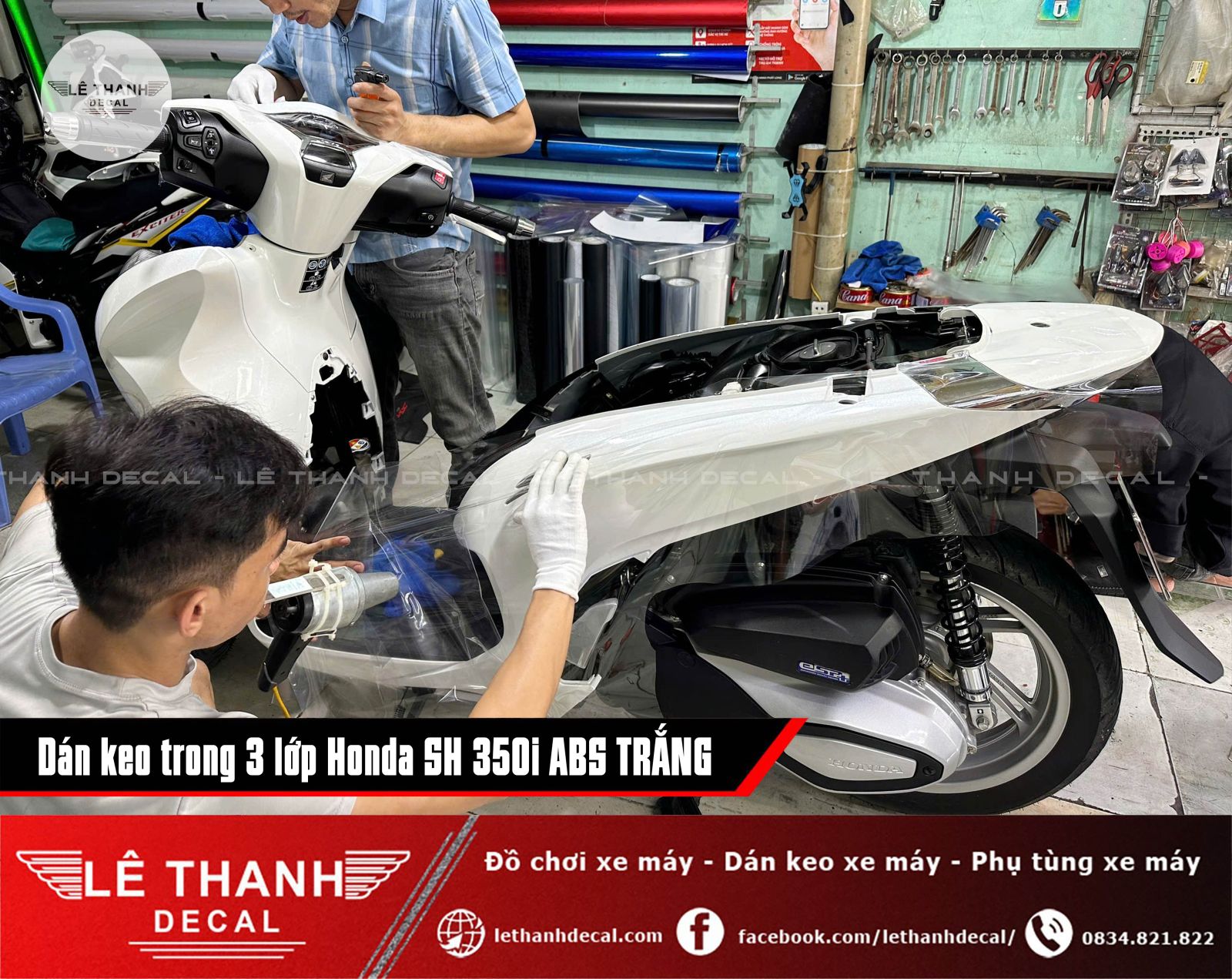 Dán keo 3 lớp Honda SH 350i ABS trắng