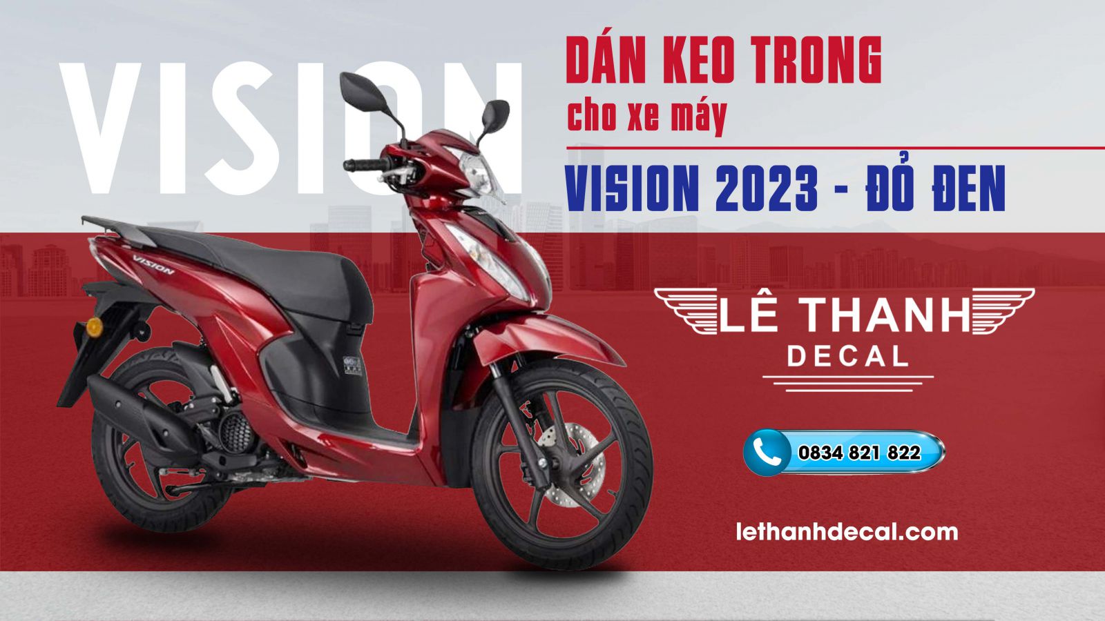 ​ Dán keo trong cho xe Vision đỏ đen 2023 phiên bản cao cấp  Click and drag to move ​