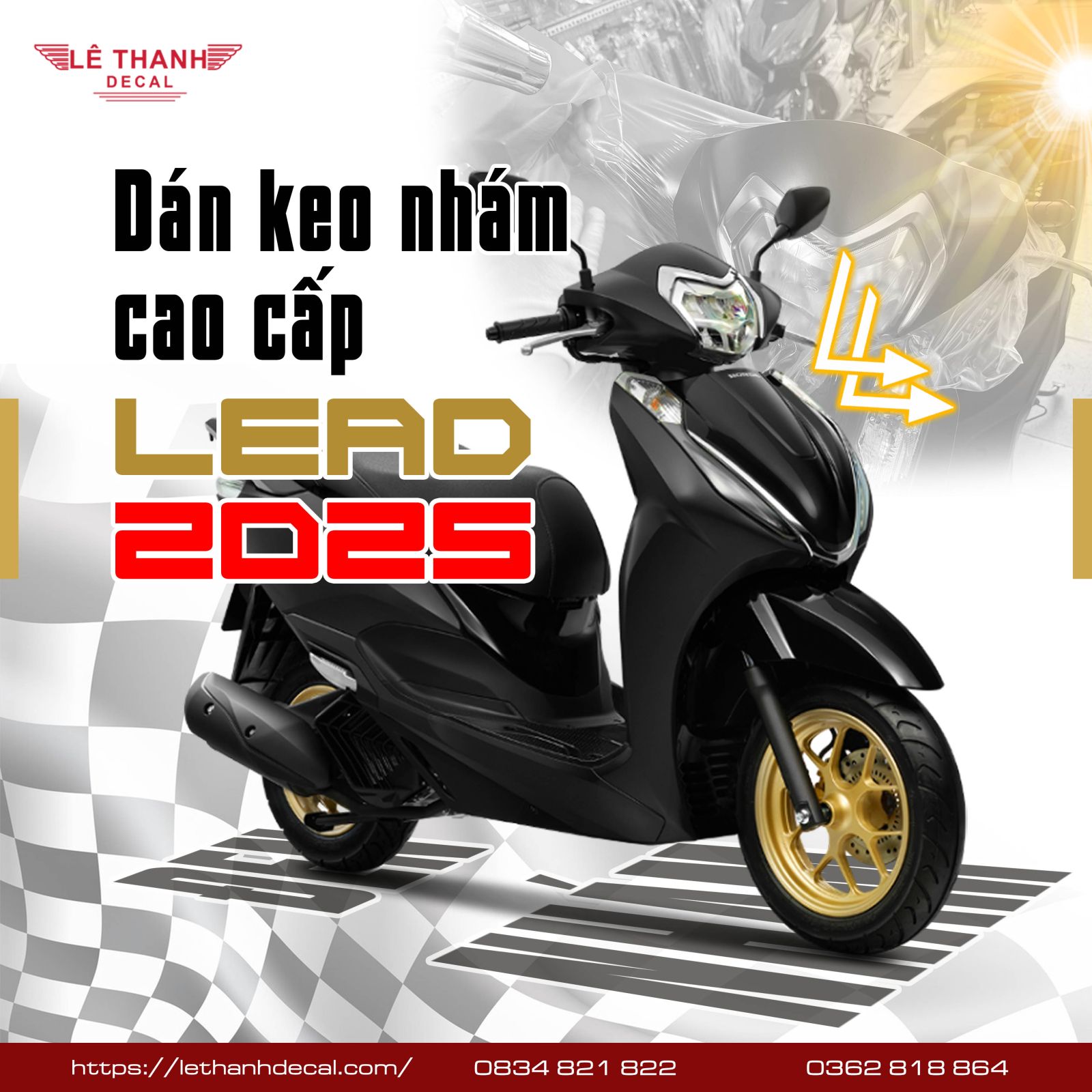 Dán keo trong nhám cao cấp Honda LEAD đen nhám 2025 