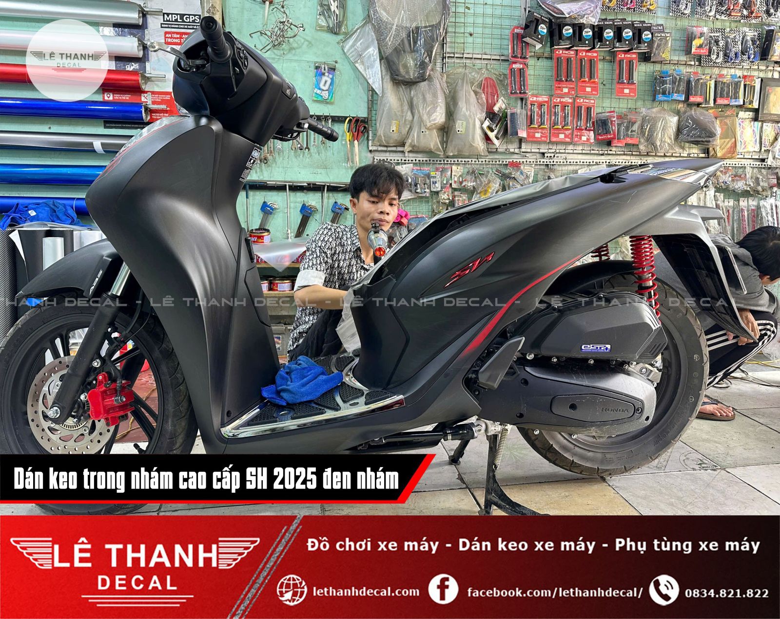 ​ Dán keo trong nhám cao cấp SH 2025 đen  nhám