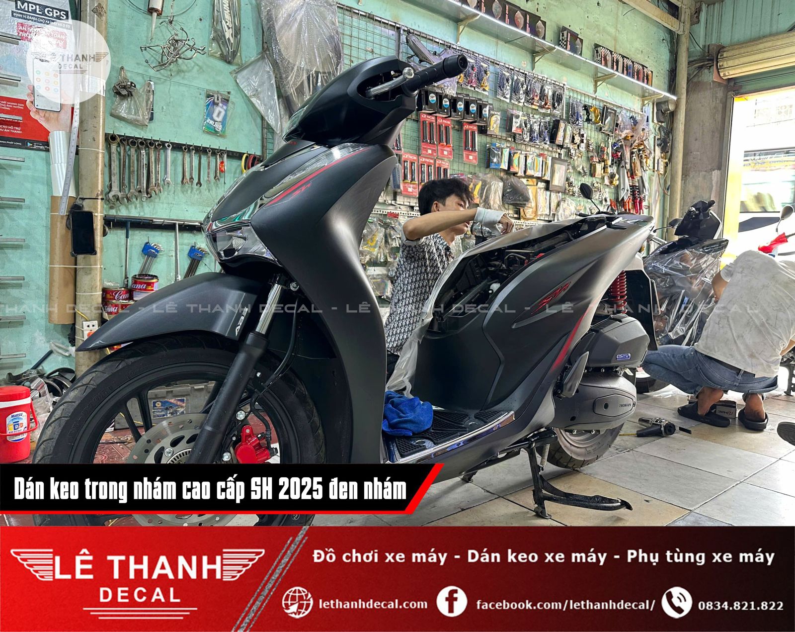 ​ Dán keo trong nhám cao cấp SH 2025 đen  nhám