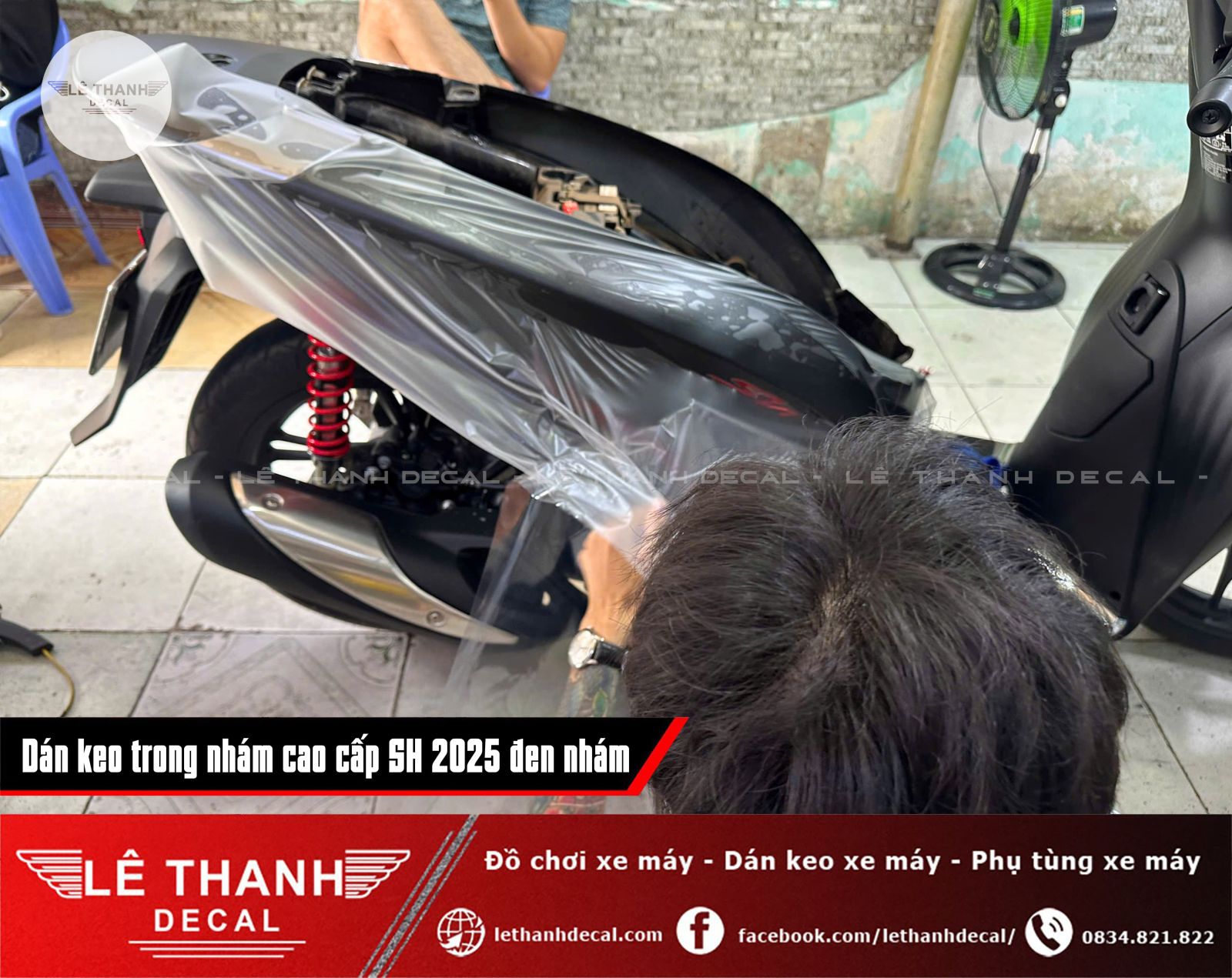 Dán keo trong nhám cao cấp SH 2025 đen nhám