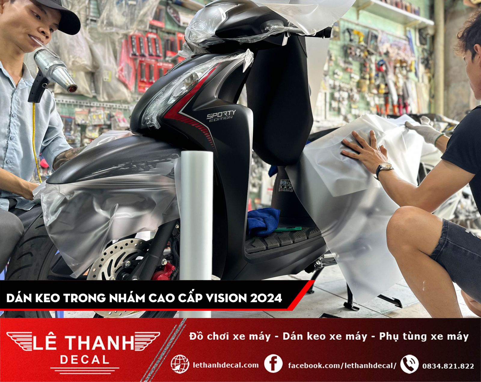 Dán keo trong nhám cao cấp Vision 2024 bản thể thao đen nhám