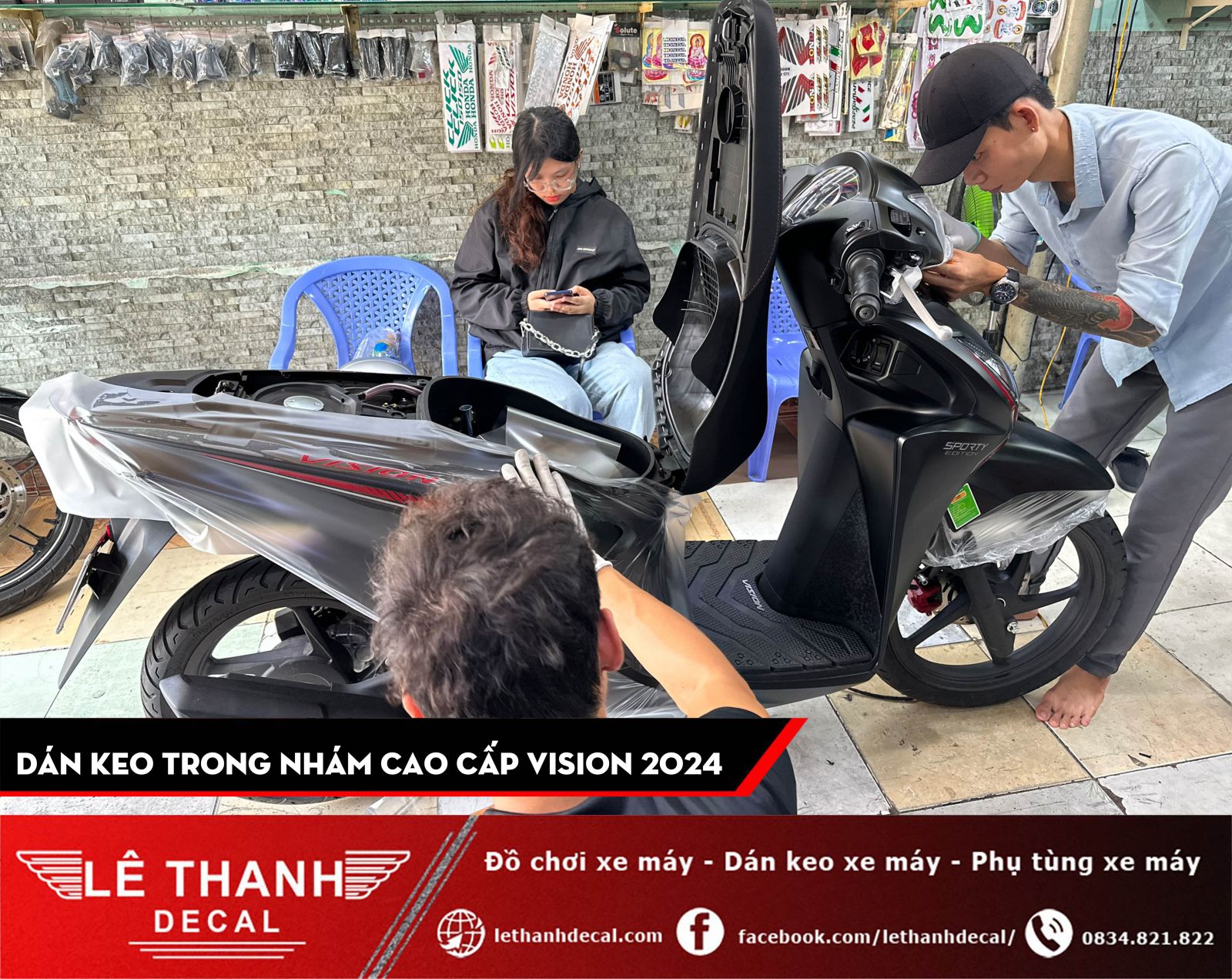 Dán keo trong nhám cao cấp Vision 2024 bản thể thao đen nhám