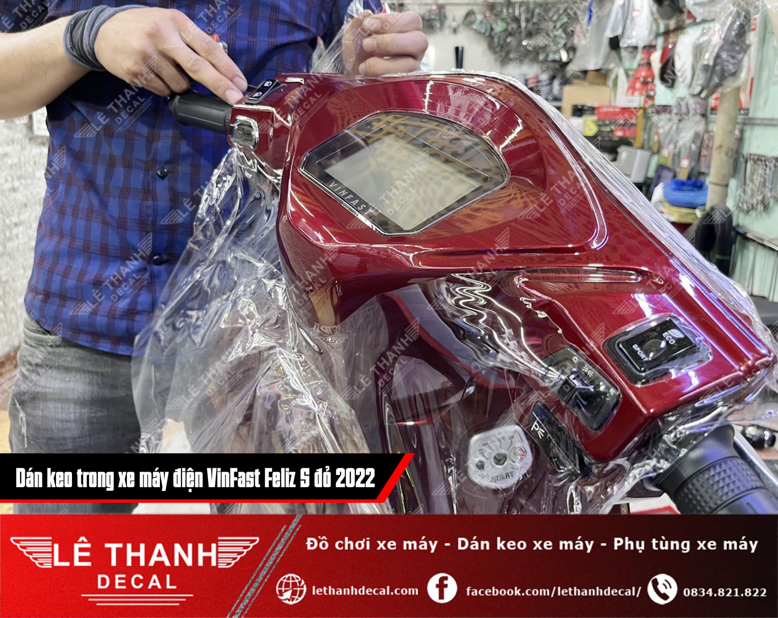 dán keo trong xe máy điện VinFast Feliz S 2022 đỏ 