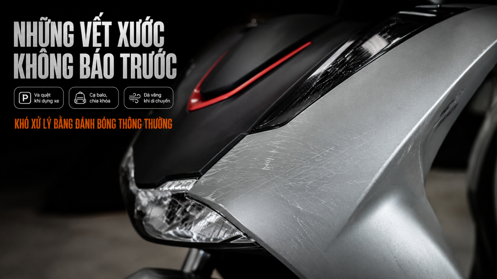 Dán PPF TPU xe máy Honda SH 2026 xám thể thao