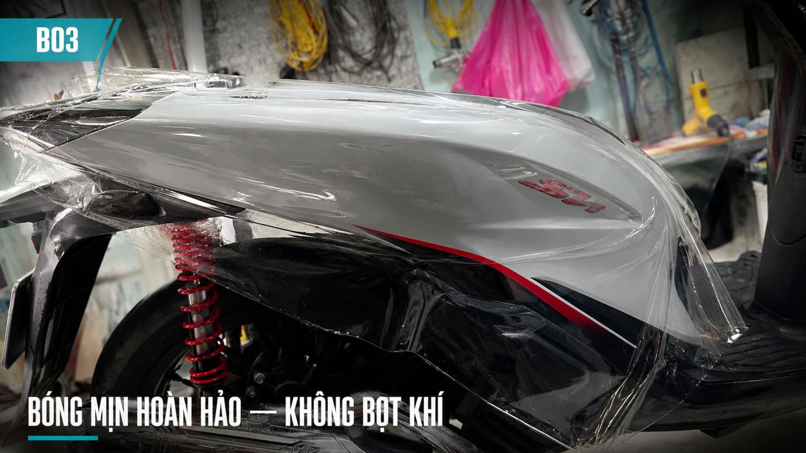 Dán PPF TPU xe máy Honda SH 2026 xám thể thao
