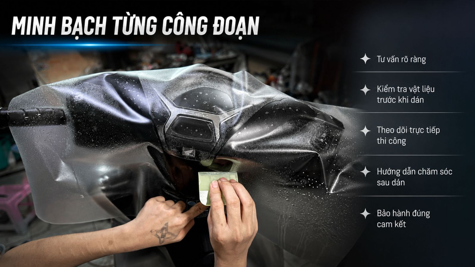 Dán PPF TPU xe máy Honda SH 2026 xám thể thao