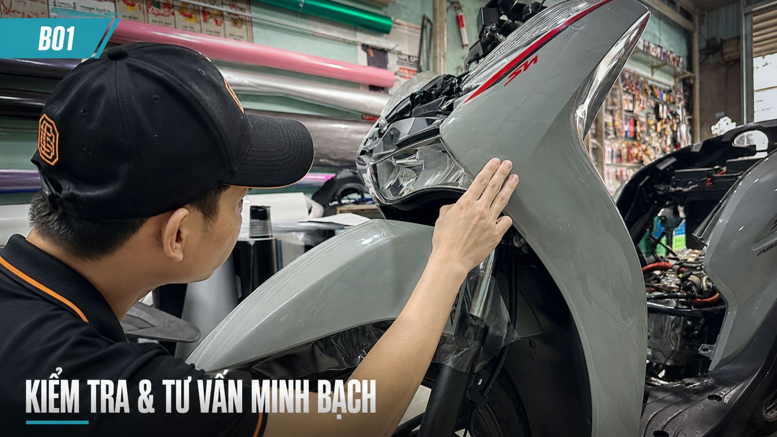 Dán PPF TPU xe máy Honda SH 2026 xám thể thao