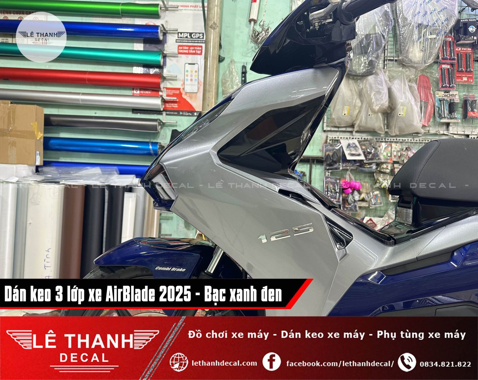 Dán keo 3 lớp cho AirBlade 2025 phiên bản Cao Cấp Bạc Xanh Đen