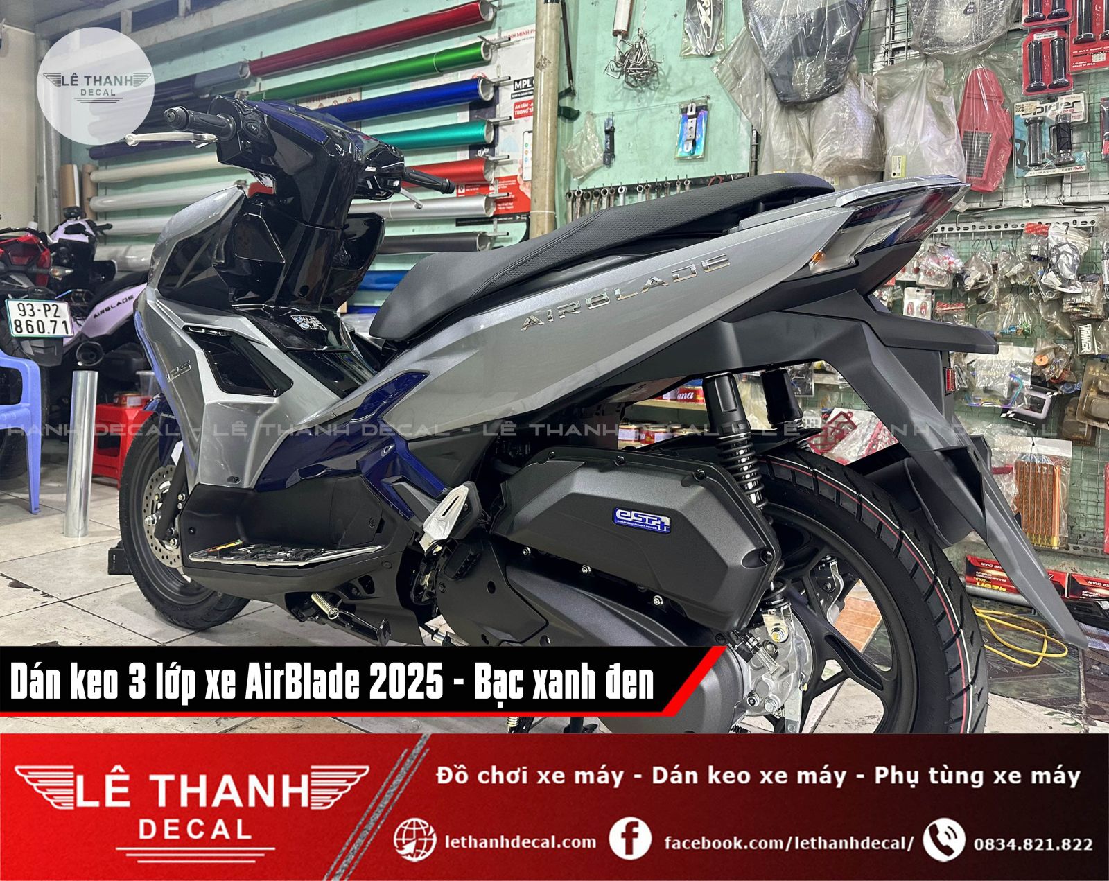 Dán keo 3 lớp cho AirBlade 2025 phiên bản Cao Cấp Bạc Xanh Đen