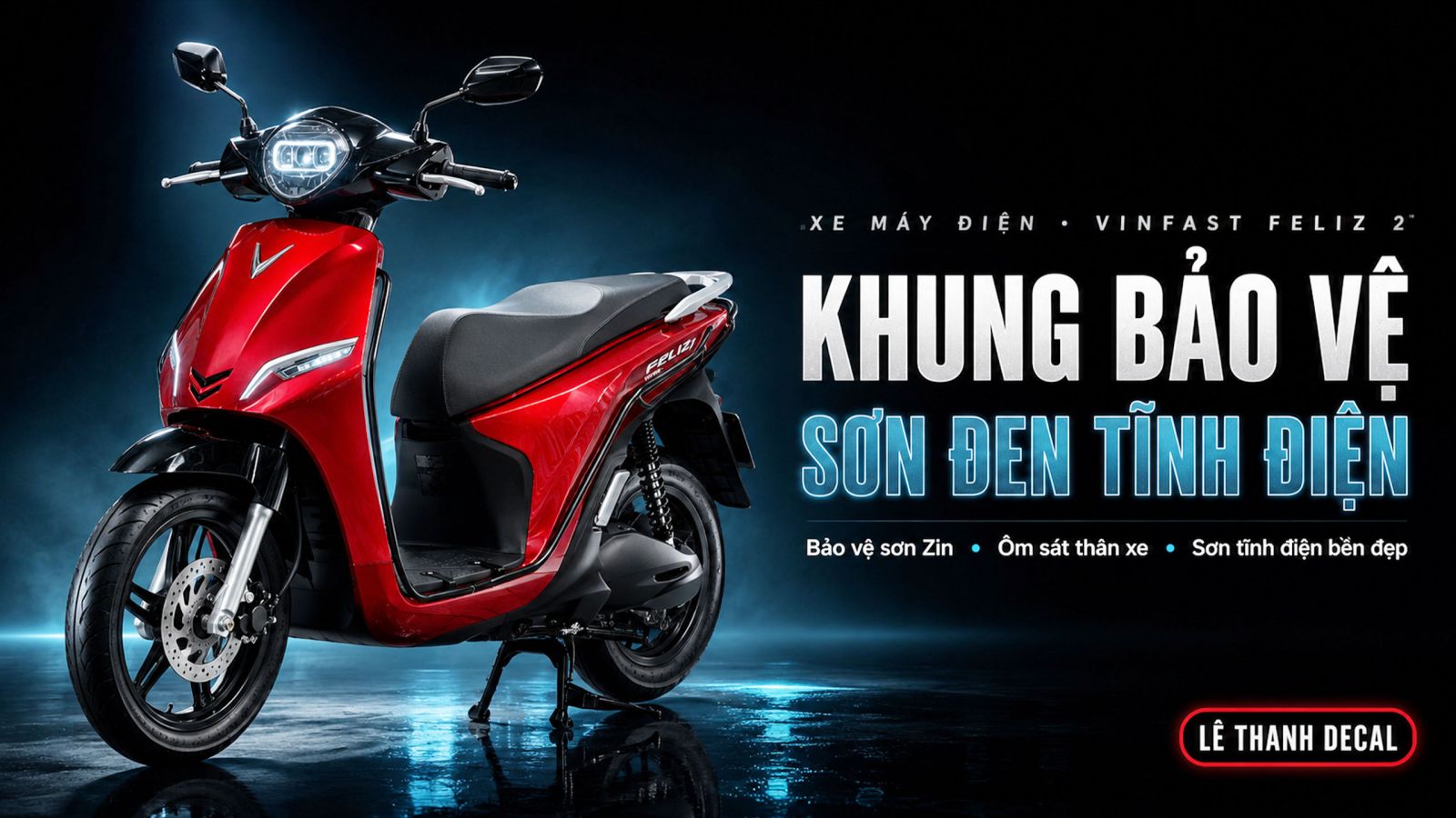 Khung bảo vệ xe máy điện VinFast Feliz 2 sơn đen tĩnh điện
