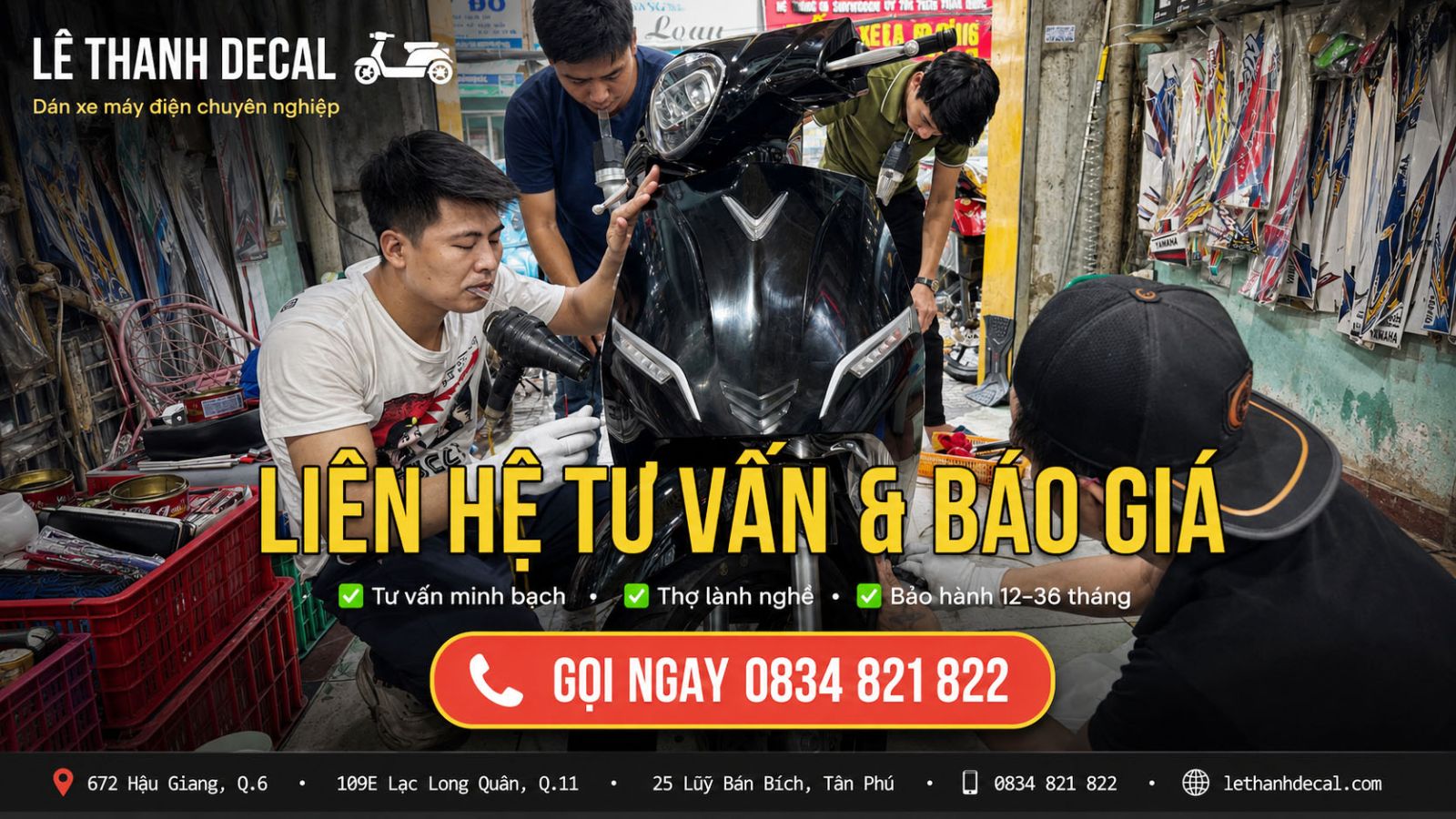 Dán xe máy điện - Giải pháp bảo vệ toàn diện tại Lê Thanh Decal