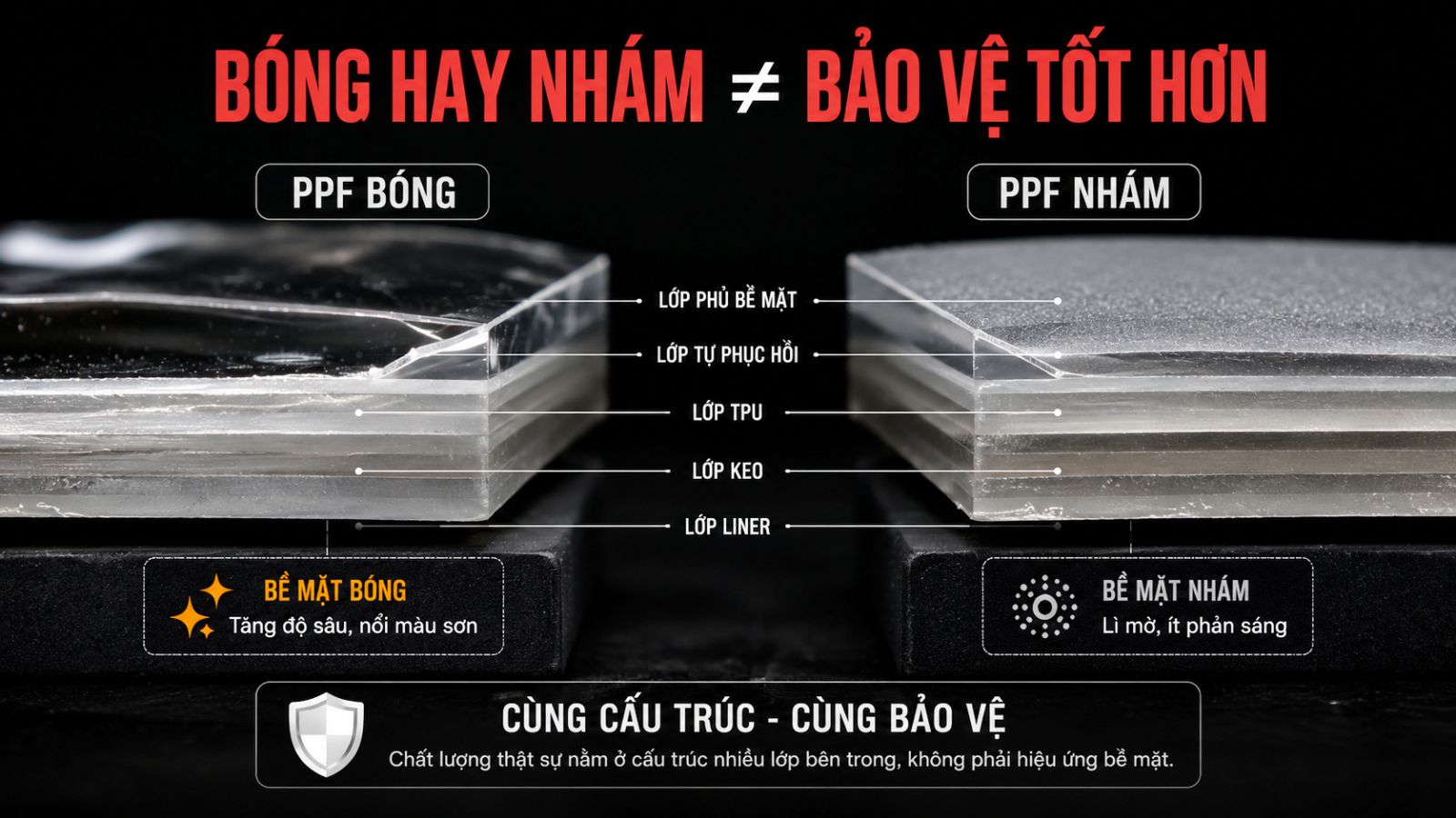 ​ PPF bóng hay PPF nhám: Đâu là lựa chọn phù hợp cho xế cưng của bạn?  Click and drag to move ​