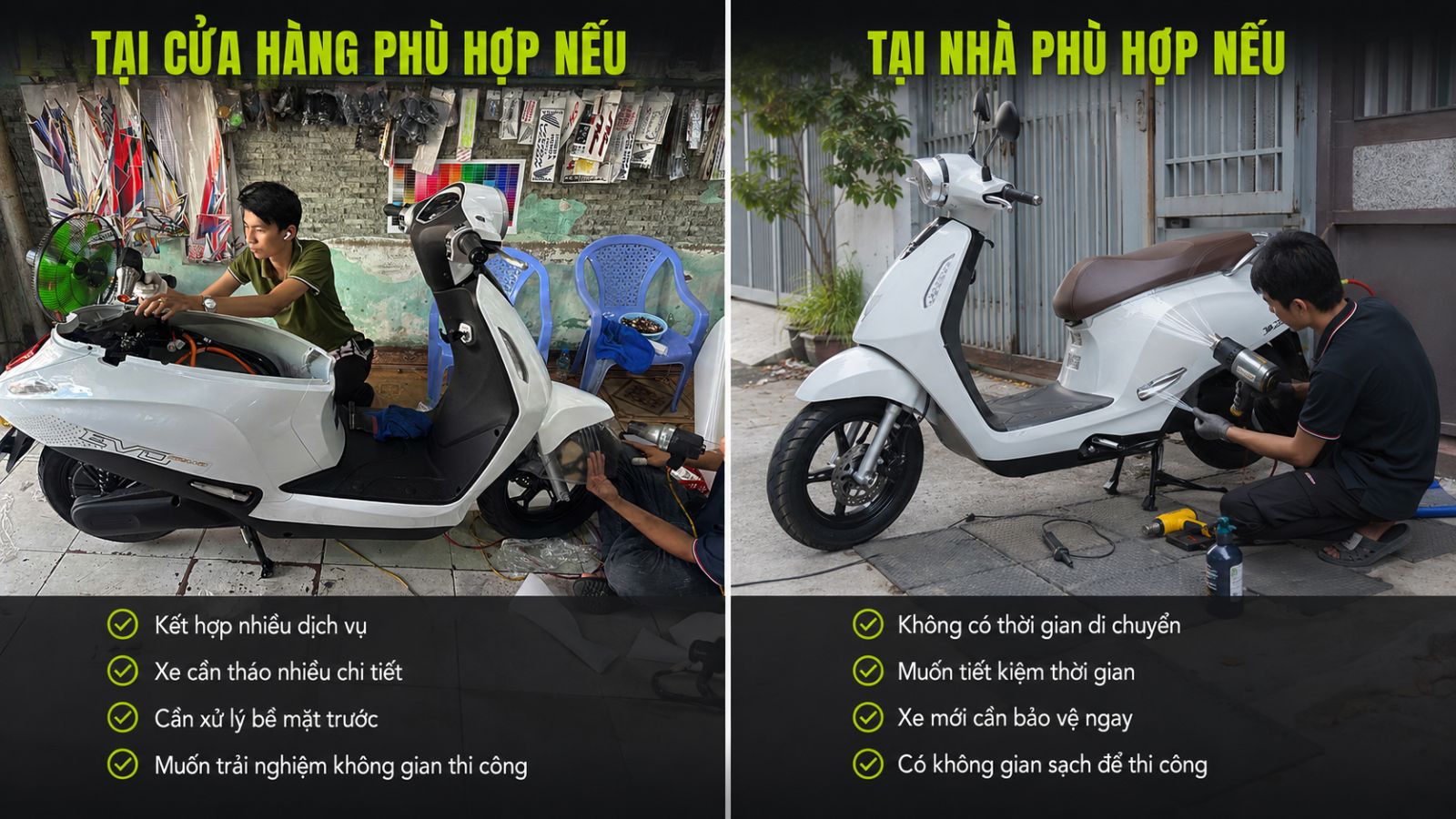 Quy trình đặt lịch dán xe máy điện trong 60 giây