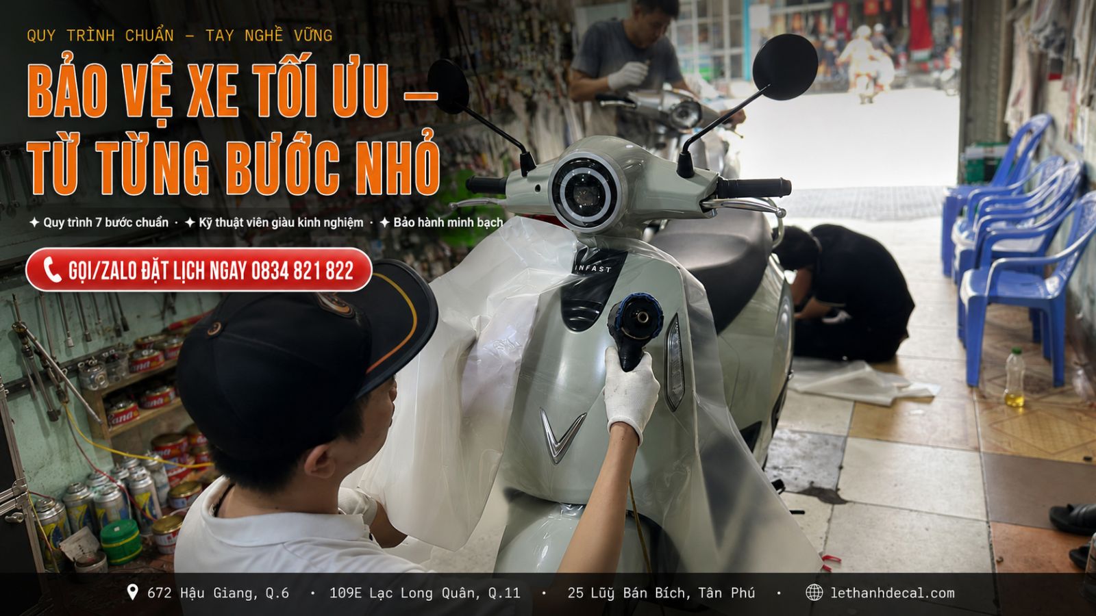 Quy trình 7 bước dán PPF xe máy chuẩn kỹ thuật