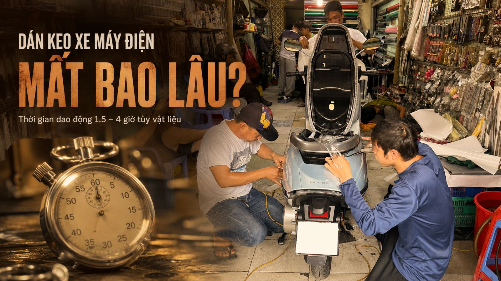 Dán keo xe máy điện mất bao lâu