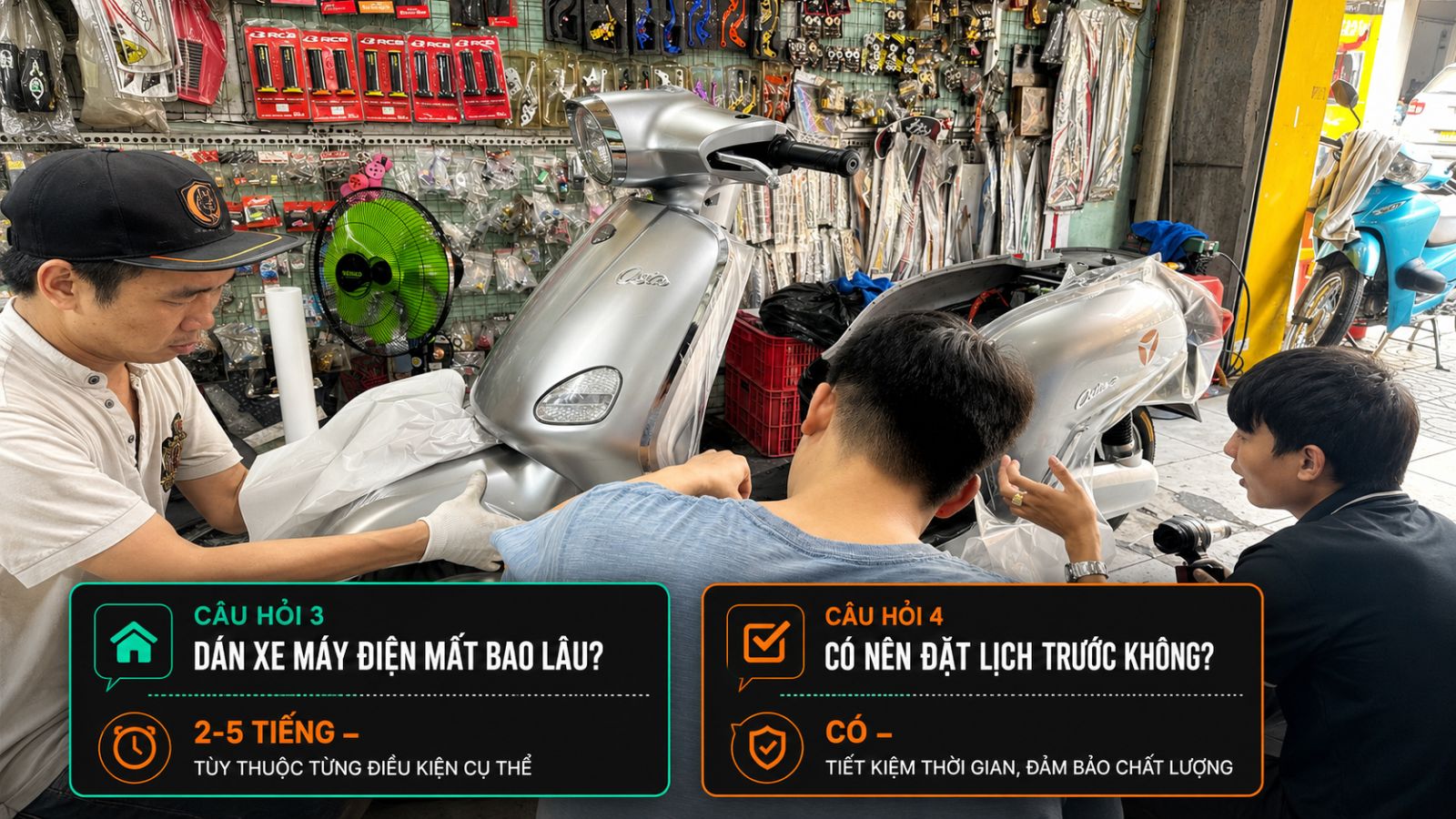 Dán keo xe máy điện mất bao lâu