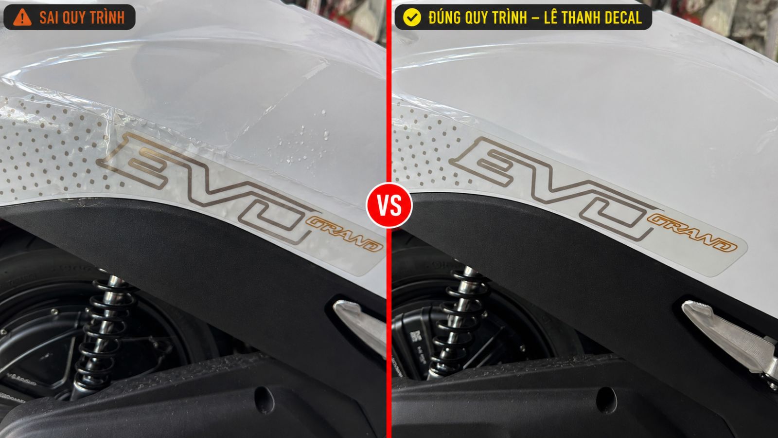 Quy trình 6 bước dán xe máy điện chuẩn kỹ thuật