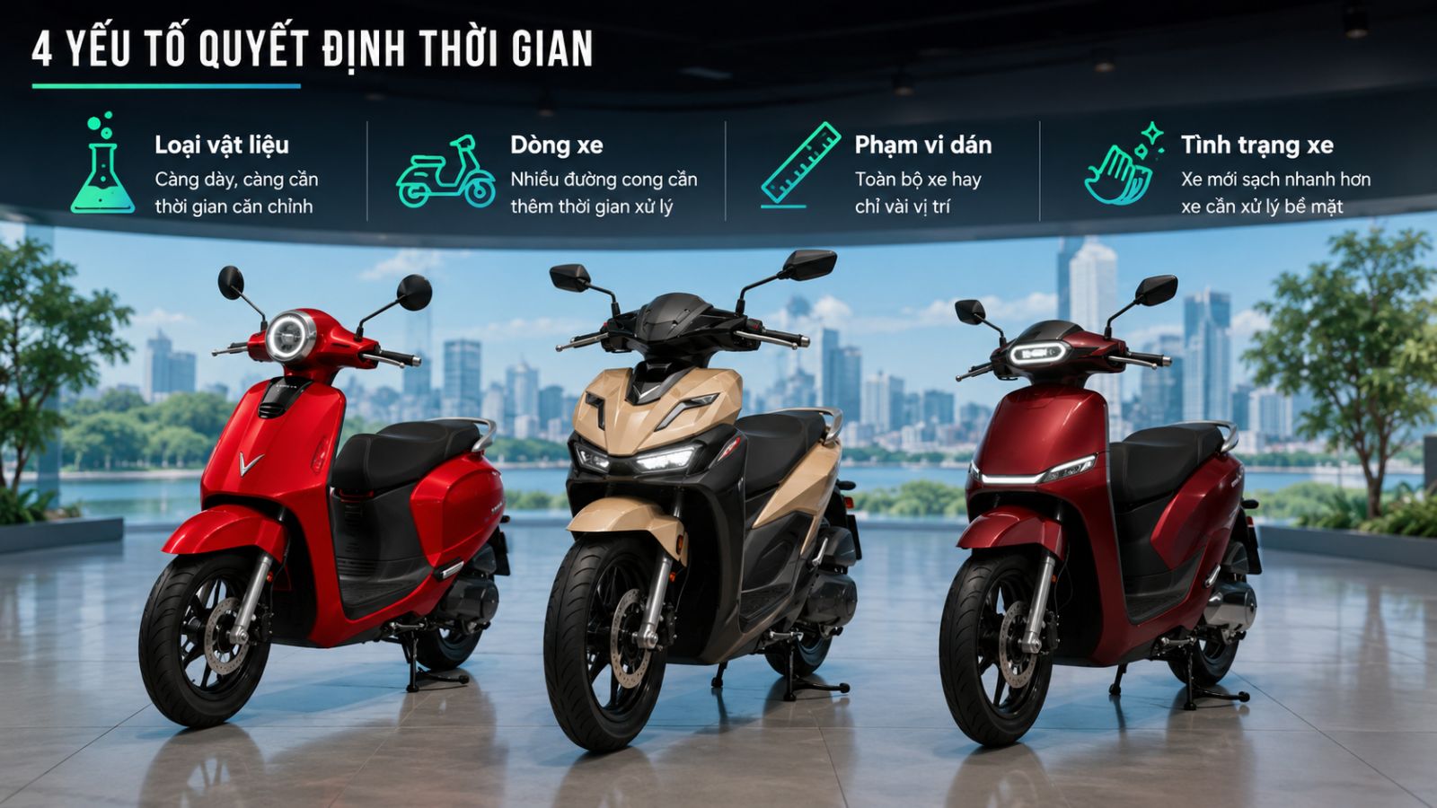 Dán keo xe máy điện mất bao lâu