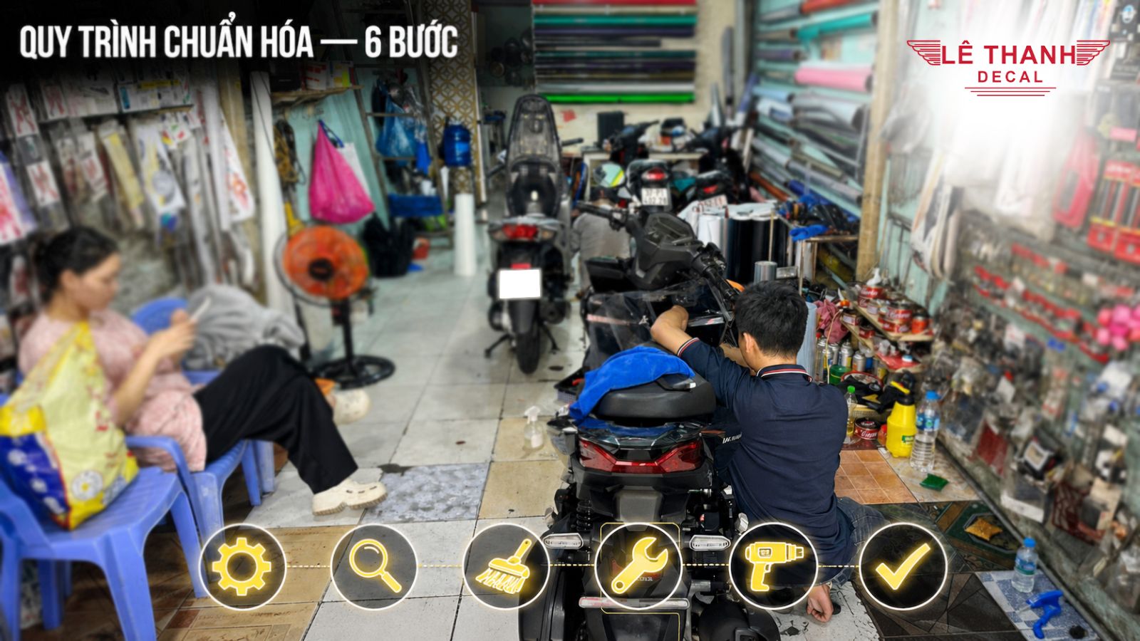 Quy trình 6 bước dán xe máy điện chuẩn kỹ thuật