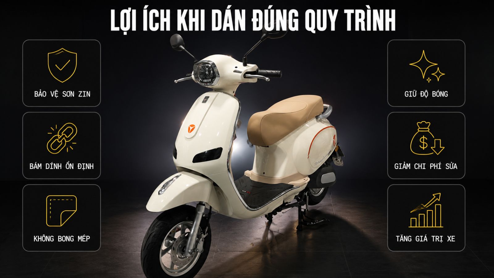 Quy trình 6 bước dán xe máy điện chuẩn kỹ thuật