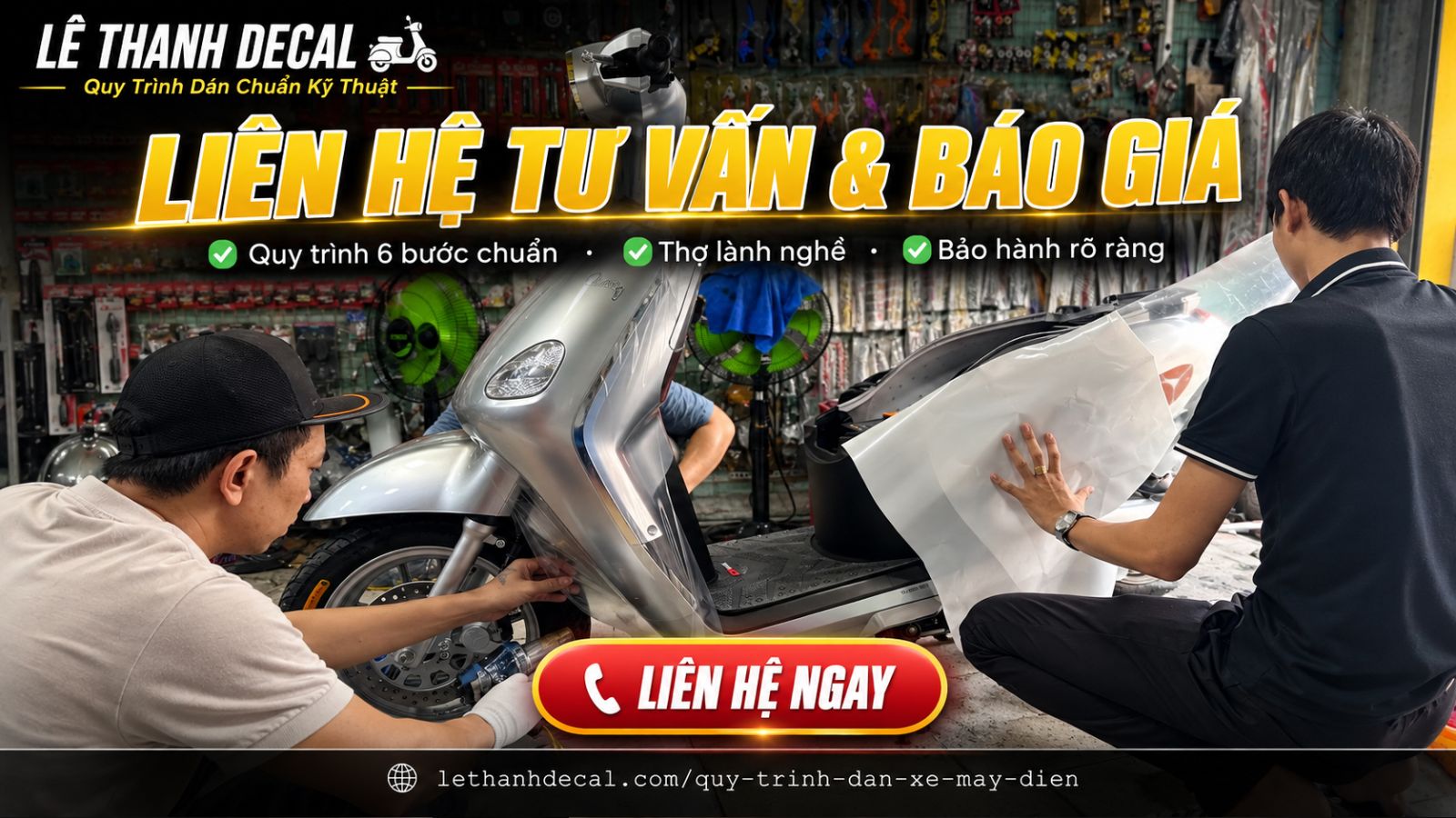 Quy Trình Dán Xe máy Điện Chuẩn Kỹ Thuật