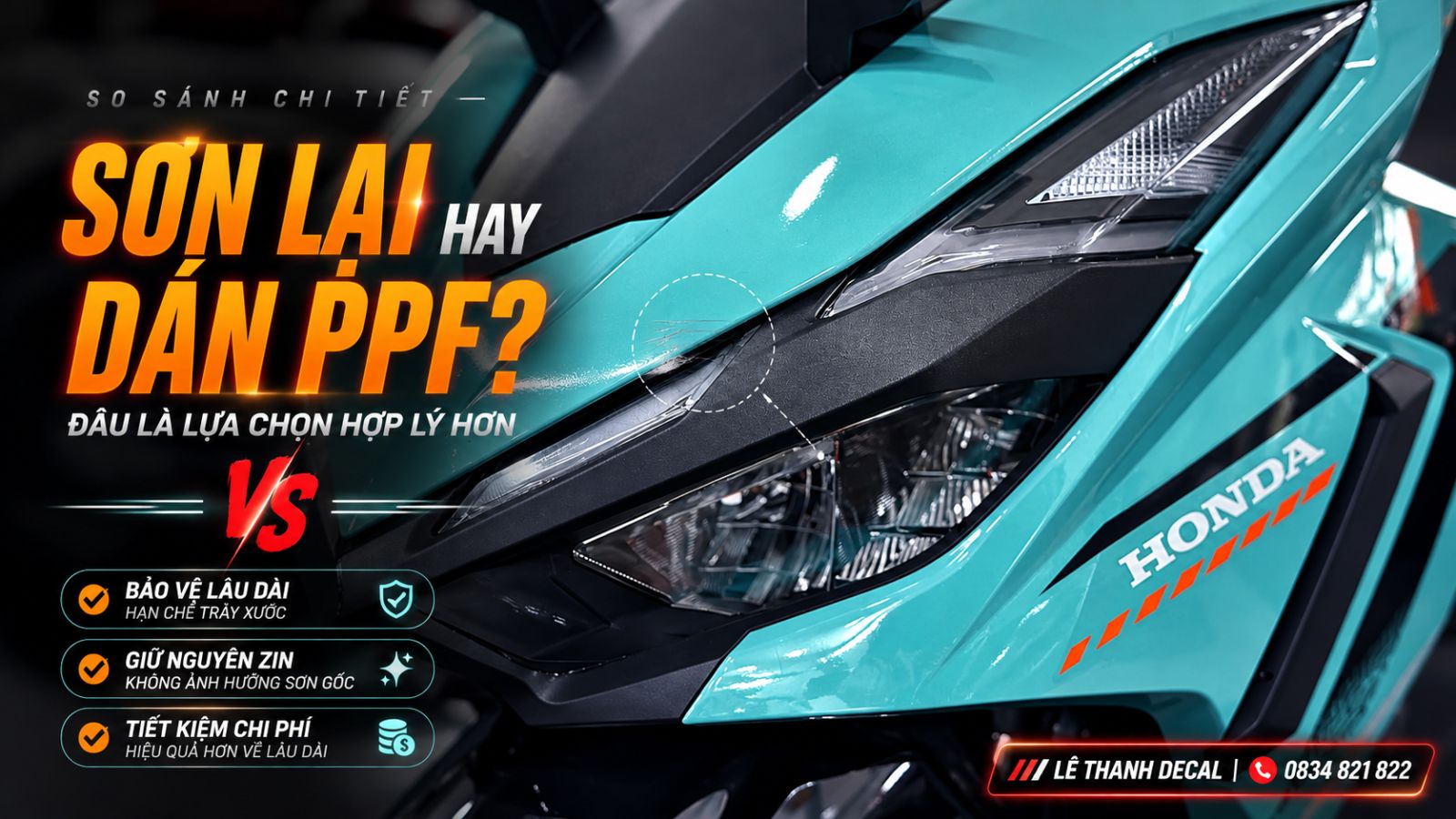So sánh chi phí sơn lại xe máy và dán PPF xe máy