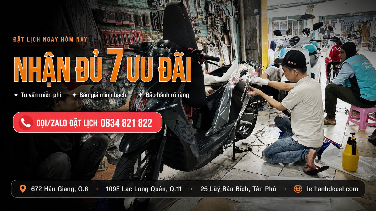 Những ưu đãi khi đặt lịch dán xe máy điện tại Lê Thanh Decal
