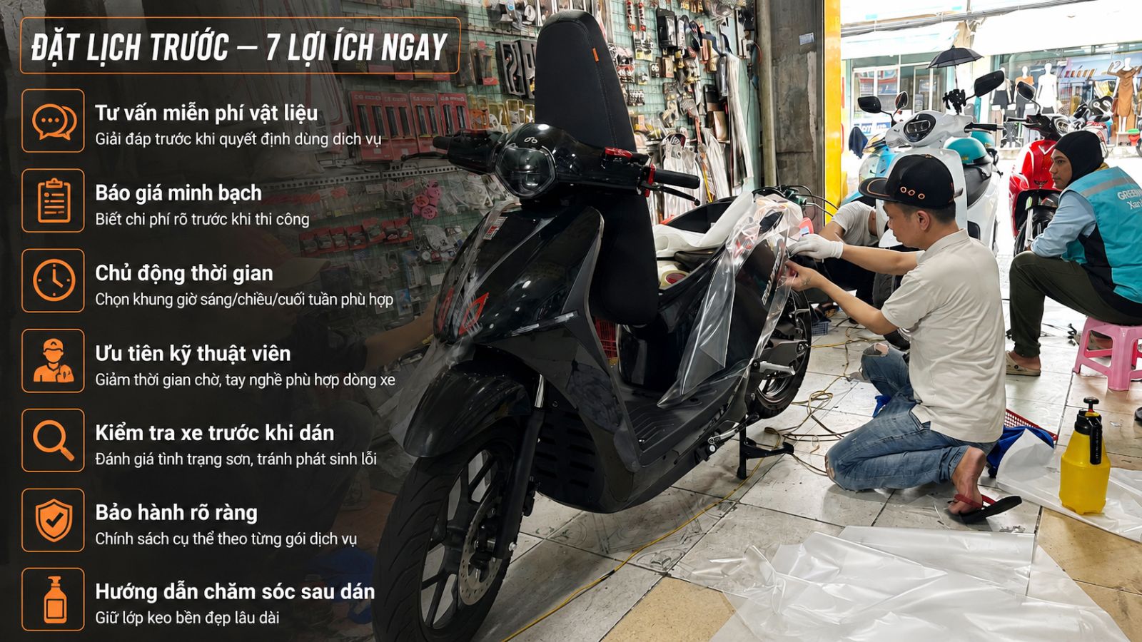 Những ưu đãi khi đặt lịch dán xe máy điện tại Lê Thanh Decal