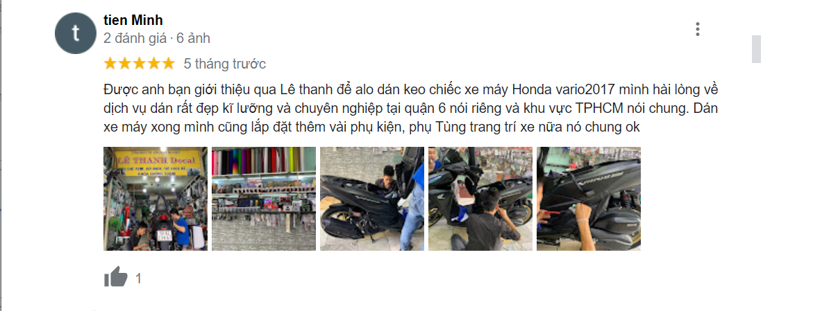 Bảng giá dán keo xe máy - Lê Thanh Decal